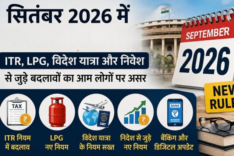 सितंबर 2026 में बदले बड़े नियम ITR, LPG, विदेश यात्रा और निवेश से जुड़े बदलावों का आम लोगों पर असर
