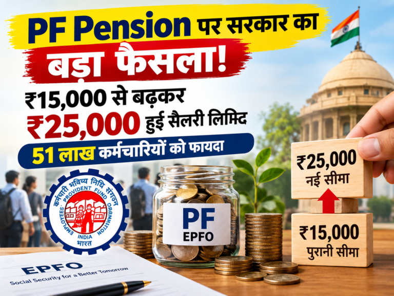 PF Pension पर सरकार का बड़ा फैसला! ₹15,000 से बढ़कर ₹25,000 हुई सैलरी लिमिट, 51 लाख कर्मचारियों को फायदा