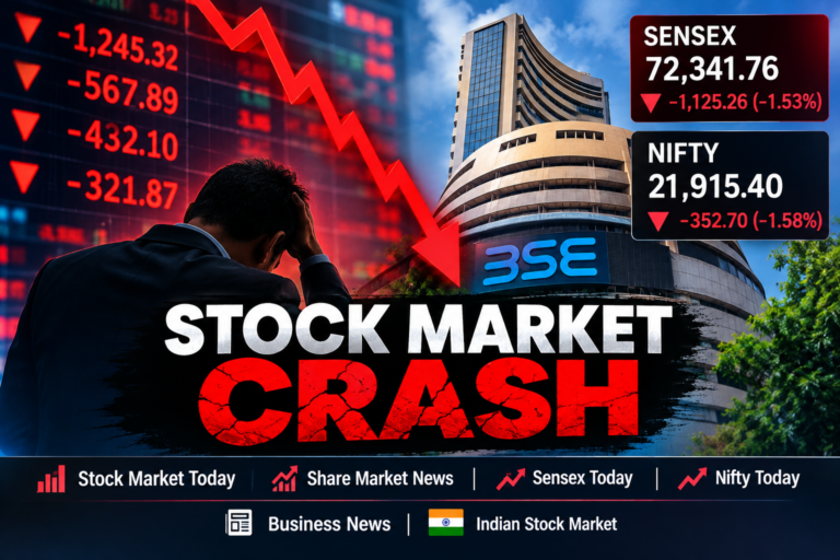 Stock Market Crash: शेयर बाजार में भारी गिरावट, Sensex 1247 अंक टूटा; निवेशकों के ₹4 लाख करोड़ से ज्यादा डूबे