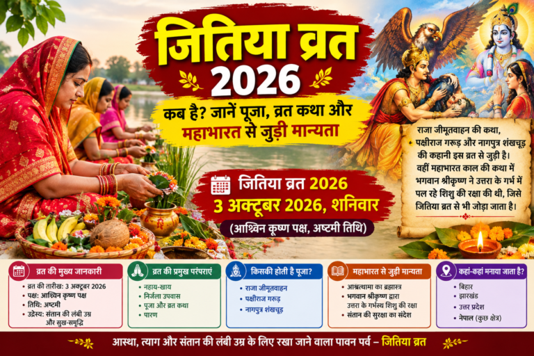 जितिया व्रत 2026 कब है? जानें पूजा, व्रत कथा और महाभारत से जुड़ी मान्यता
