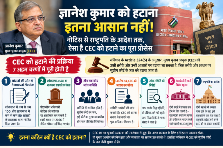 ज्ञानेश कुमार को हटाना इतना आसान नहीं! नोटिस से राष्ट्रपति के आदेश तक, ऐसा है CEC को हटाने का पूरा प्रोसेस