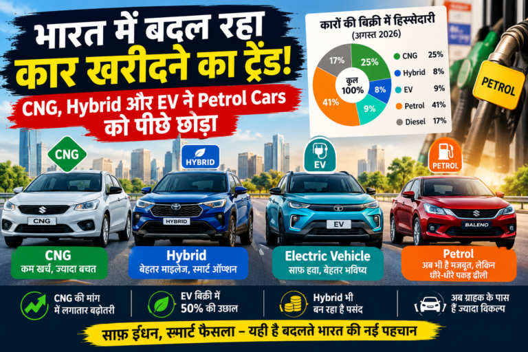 भारत में बदल रहा कार खरीदने का ट्रेंड! CNG, Hybrid और EV ने Petrol Cars को पीछे छोड़ा
