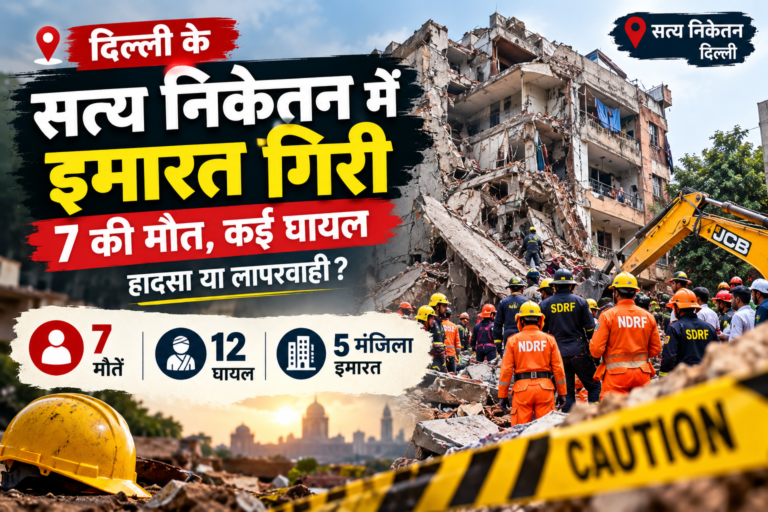 दिल्ली के सत्य निकेतन में इमारत गिरने से 7 मौतें हादसा या लापरवाही? उठे सुरक्षा और जवाबदेही पर बड़े सवाल