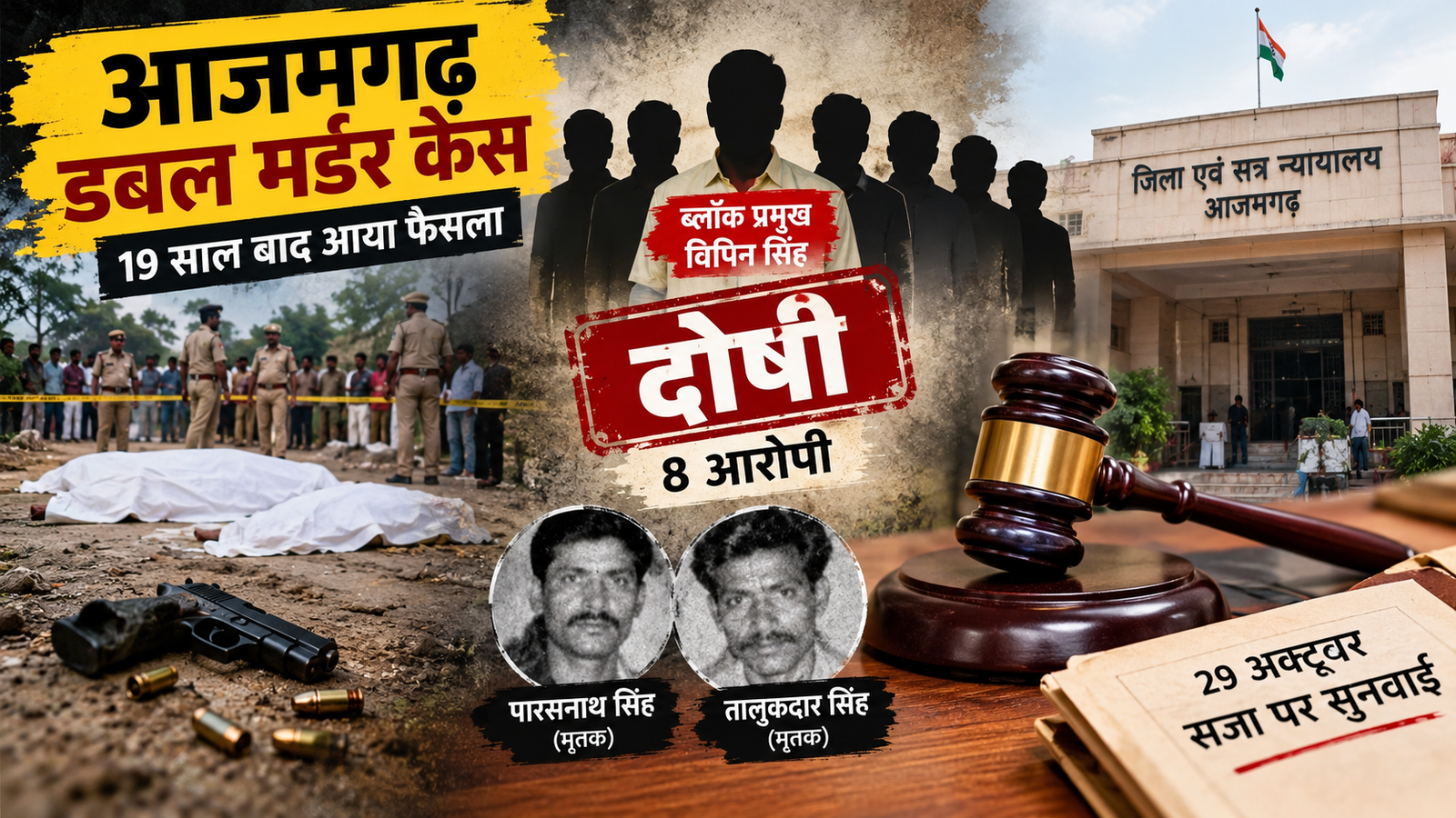 आजमगढ़ डबल मर्डर केस में 19 साल बाद ब्लॉक प्रमुख समेत आठ आरोपियों को दोषी करार देने का मामला