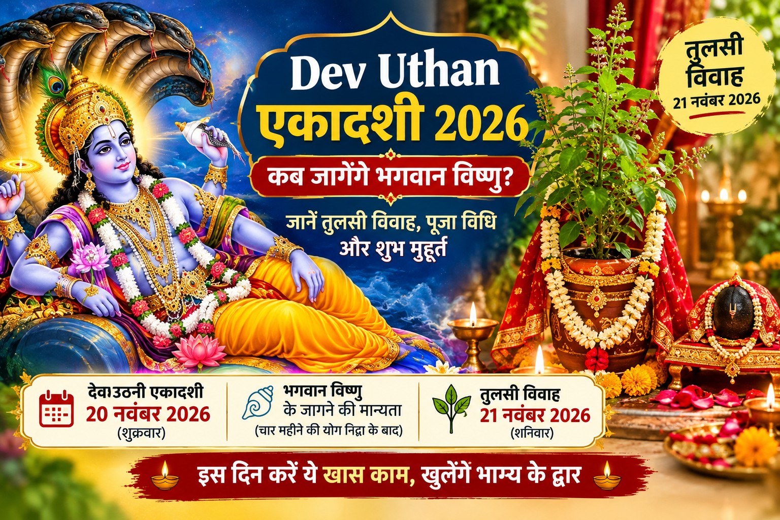 Dev Uthan Ekadashi 2026 Lord Vishnu Tulsi Vivah