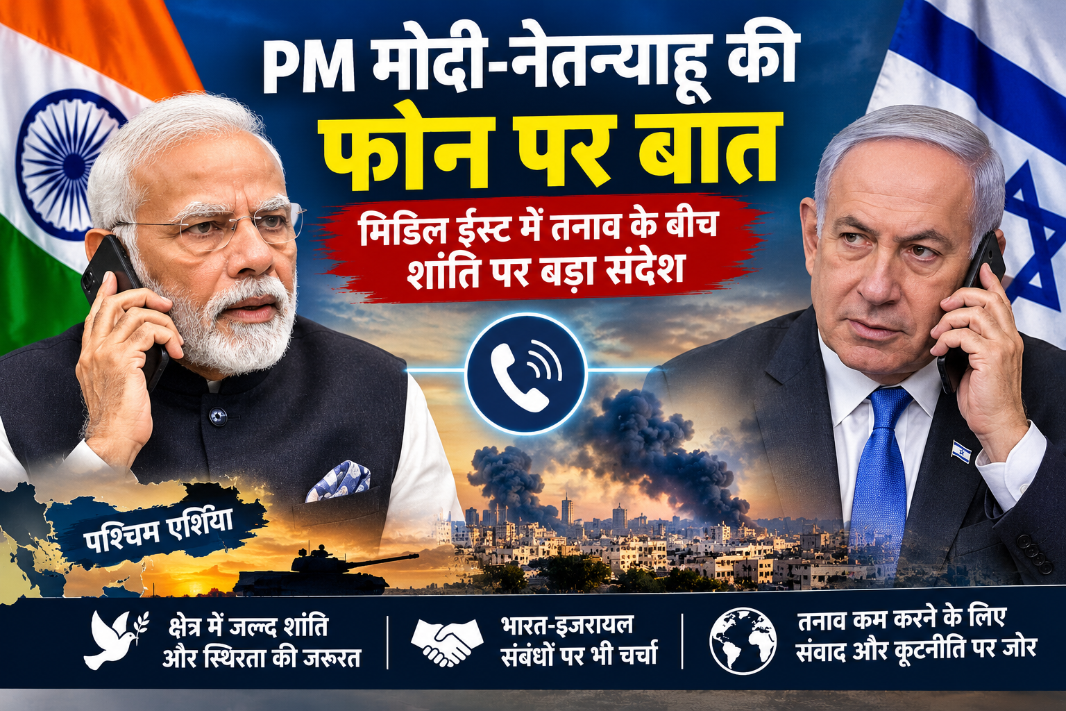 PM Narendra Modi and Benjamin Netanyahu discuss peace in West Asia