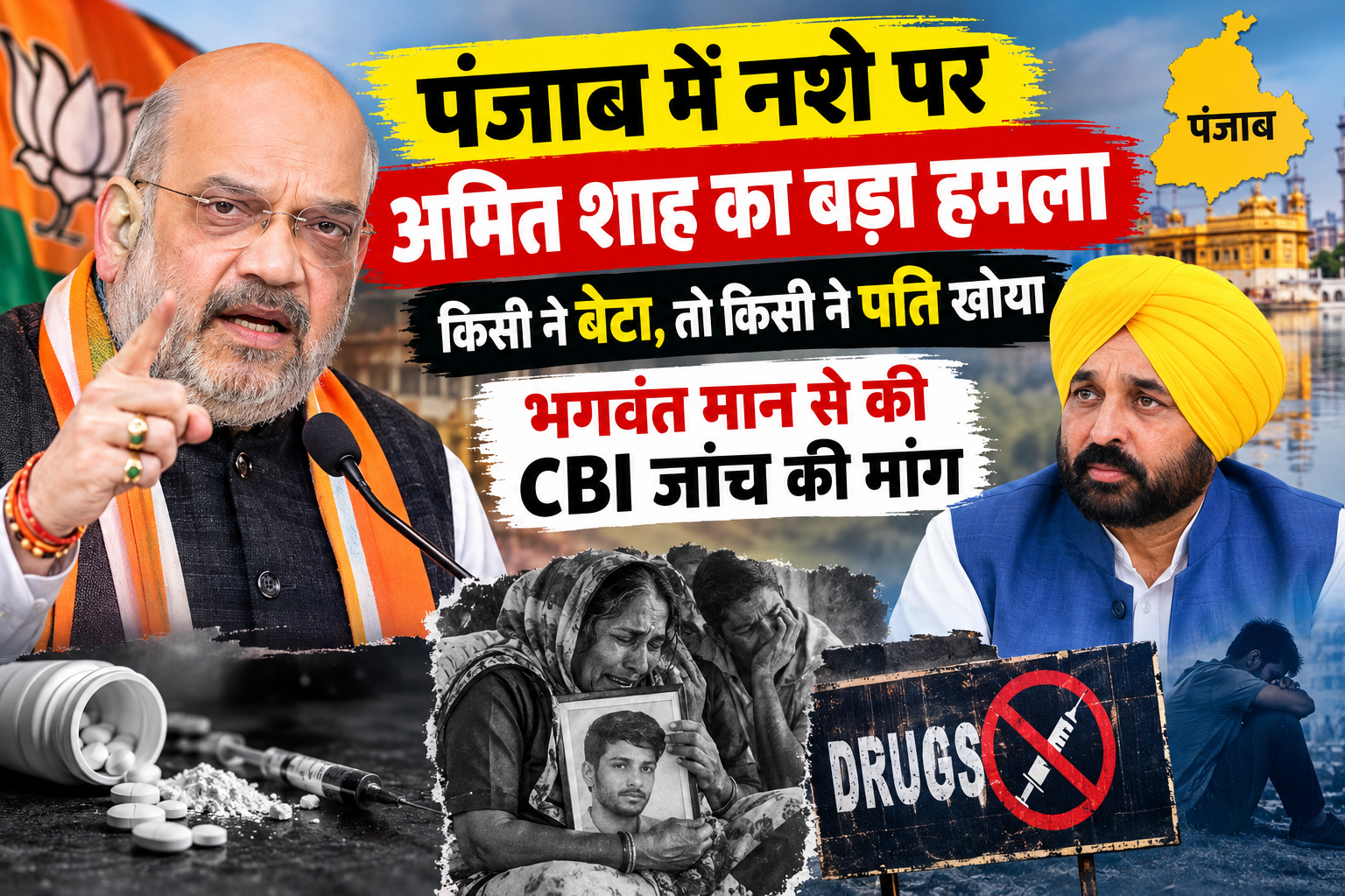 अमित शाह का पंजाब में नशे के मुद्दे पर भगवंत मान सरकार पर हमला