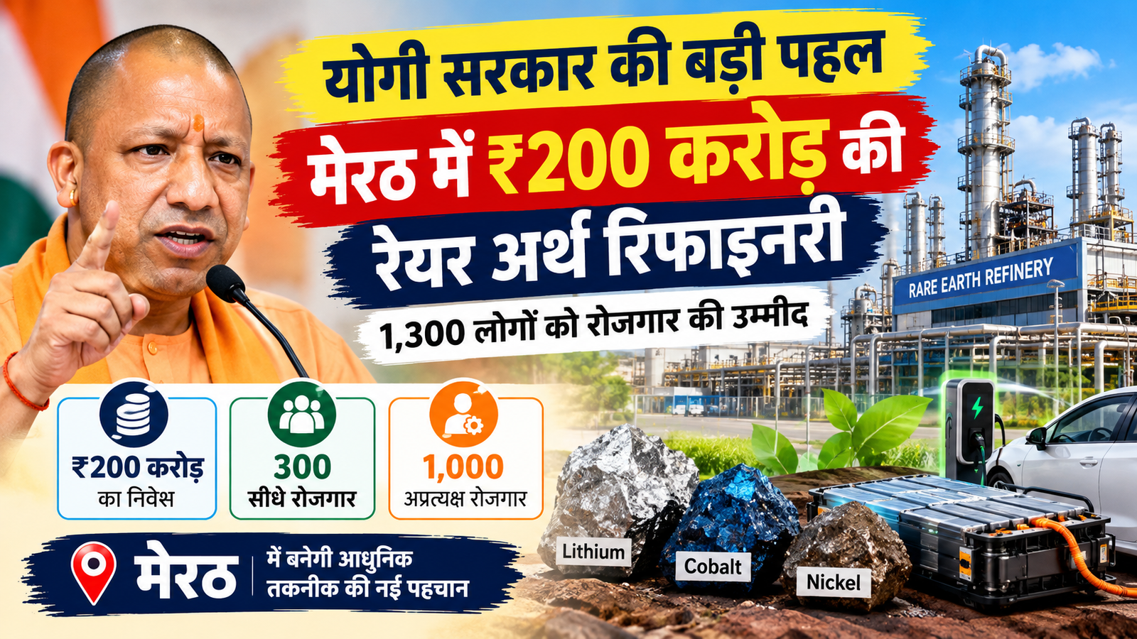 योगी सरकार मेरठ रिफाइनरी परियोजना 200 करोड़ निवेश और रोजगार