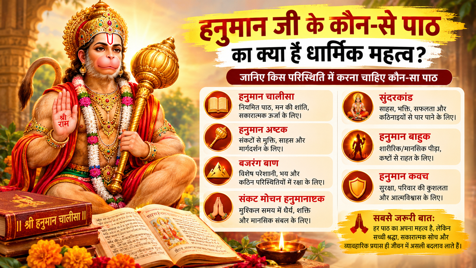 हनुमान जी के पाठ का धार्मिक महत्व और हनुमान चालीसा सुंदरकांड