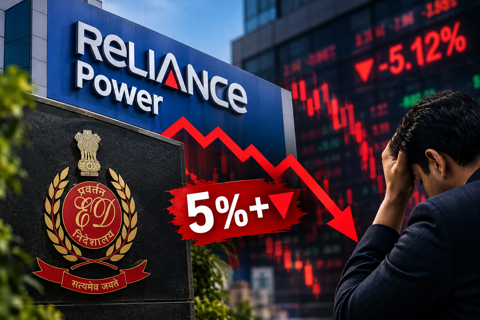 Reliance Power share crash after ED action on Anil Ambani group